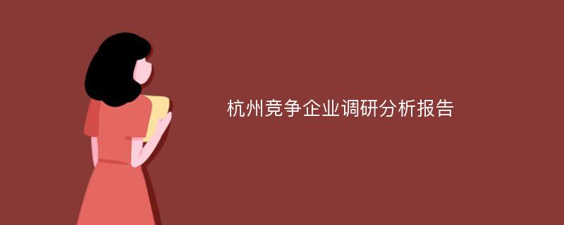 杭州竞争企业调研分析报告
