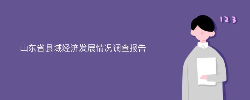 山东省县域经济发展情况调查报告