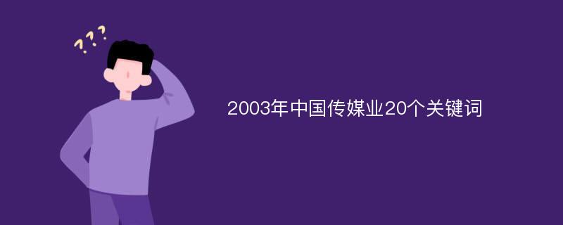 2003年中国传媒业20个关键词