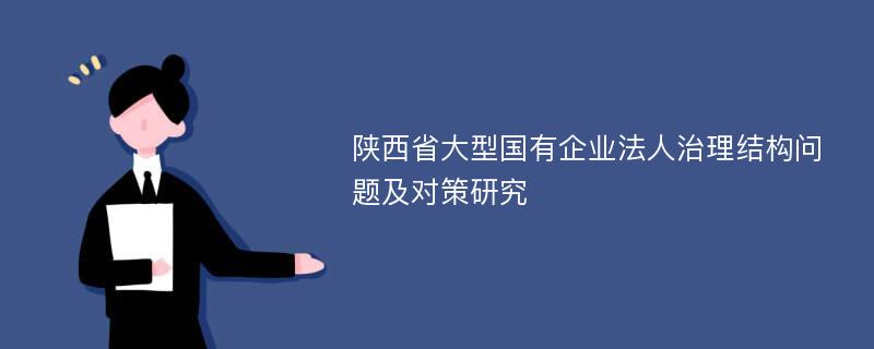 陕西省大型国有企业法人治理结构问题及对策研究